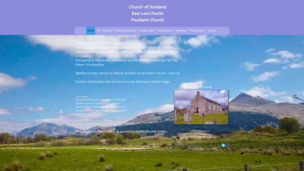 Screenshot of the East Lorn, Church of Scotland website