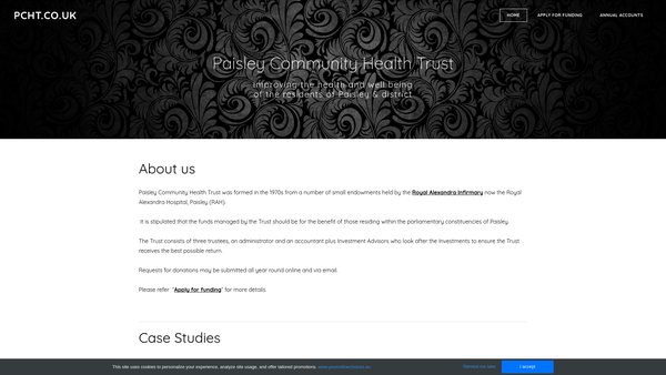 Screenshot of the Paisley Community Health Trust website
