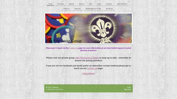 Screenshot of the 40th Fife (Touch) Scout Group website