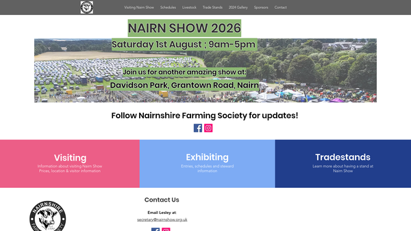 Screenshot of the Nairnshire Farming Society website