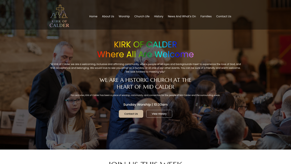 Screenshot of the Kirk of Calder Parish (Church of Scotland) website