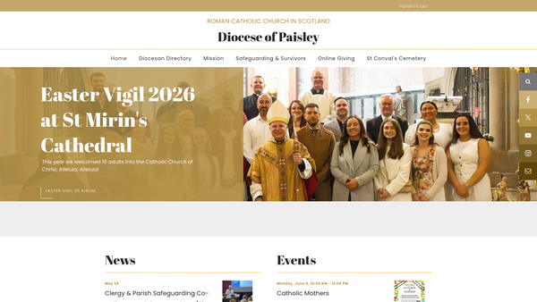 Screenshot of the RC Diocese Of Paisley website