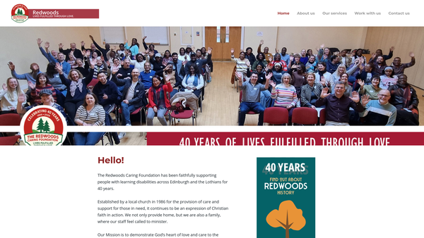 Screenshot of the Redwoods Caring Foundation website