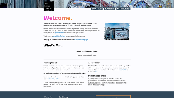 Screenshot of the Nairn Drama Limited website