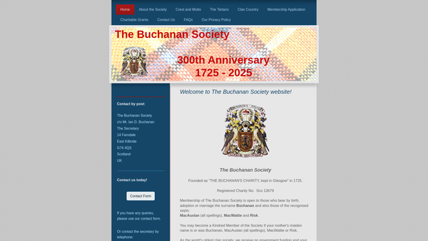 Screenshot of the Buchanan Society website