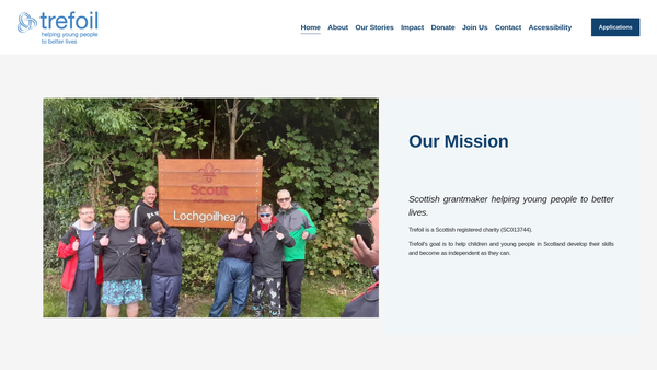 Screenshot of the Trefoil House website
