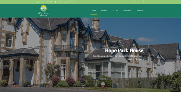 Screenshot of the The Hope Park Trust website
