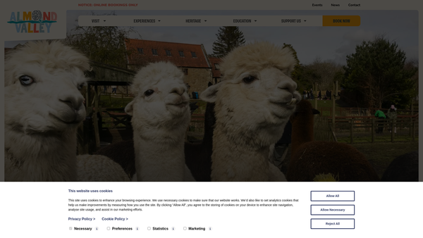 Screenshot of the Almond Valley Heritage Trust website