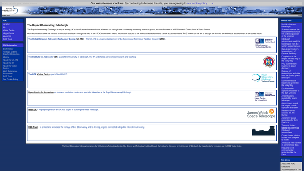 Screenshot of the The Royal Observatory Edinburgh Trust website