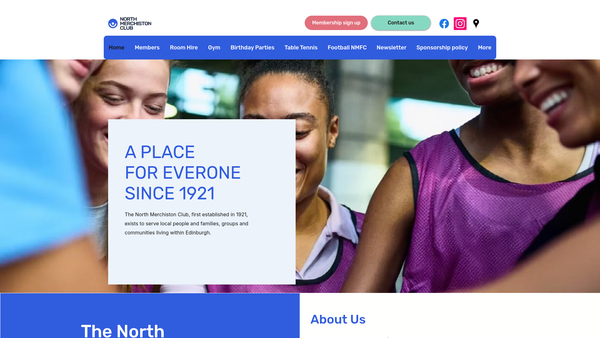 Screenshot of the North Merchiston Club website
