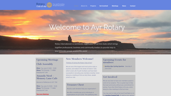 Screenshot of the Rotary Club Of Ayr Benevolent Fund website