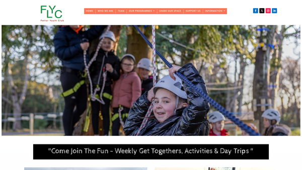 Screenshot of the Fet-Lor Youth Club website