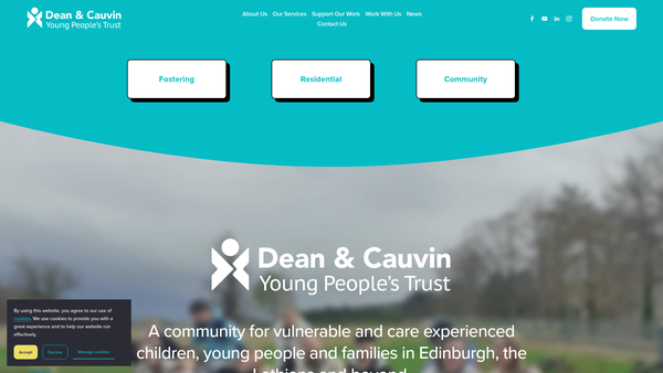 Screenshot of the Governors Of Dean Orphanage & Cauvins Trust website