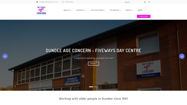 Screenshot of the Dundee Age Concern website