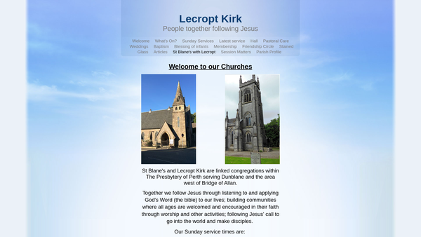 Screenshot of the Lecropt Kirk Parish Church of Scotland website