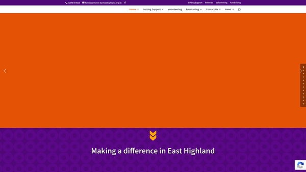 Screenshot of the Home-Start East Highland Ltd website