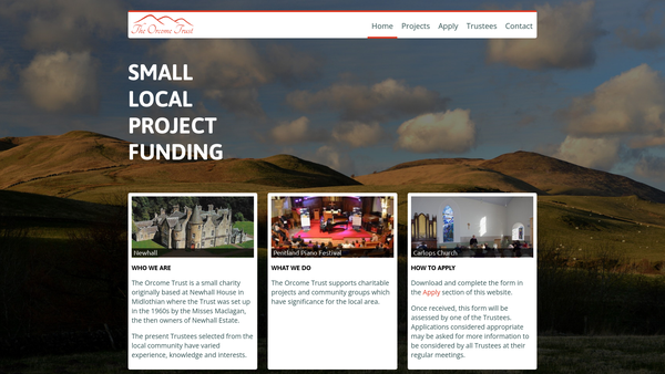 Screenshot of the Orcome Trust website