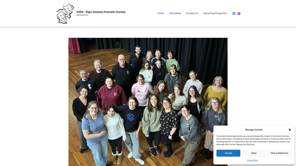 Screenshot of the Elgin Amateur Dramatic Society website