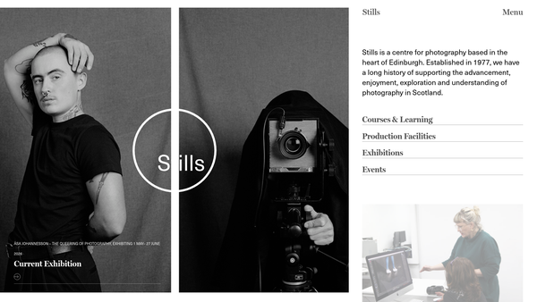 Screenshot of the Stills Ltd website