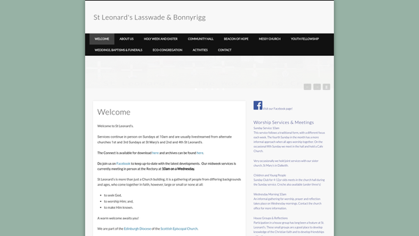 Screenshot of the St Leonards Episcopal Church: Lasswade website