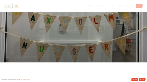 Screenshot of the Maxholme Pre School Playgroup website