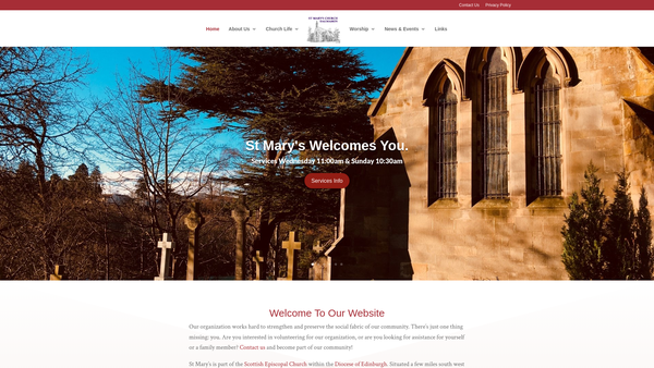 Screenshot of the St Marys Church Dalmahoy: Edinburgh website