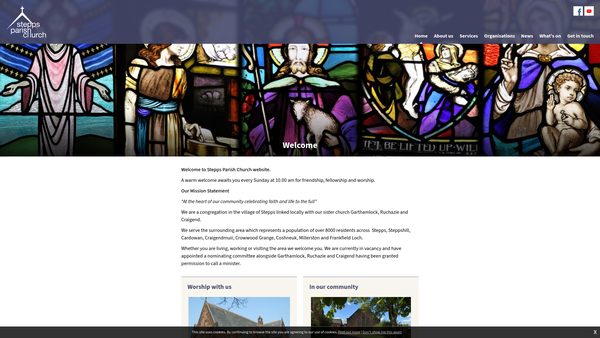 Screenshot of the Stepps Parish Church of Scotland, Stepps website
