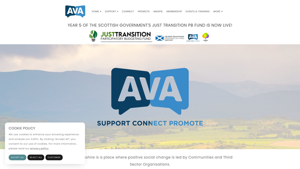 Screenshot of the Aberdeenshire Voluntary Action website