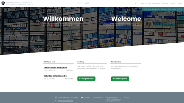 Screenshot of the German Speaking Congregation Glasgow website
