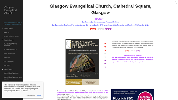 Screenshot of the Glasgow Evangelical Church website