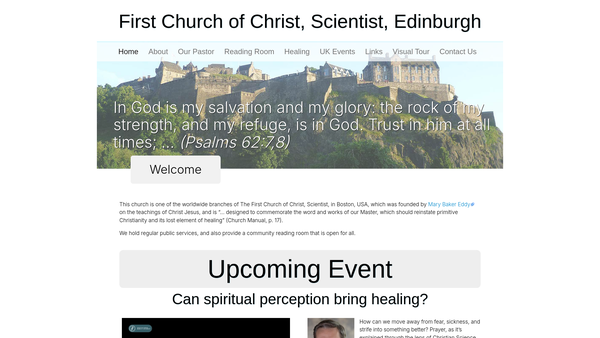 Screenshot of the First Church Of Christ, Scientist, Edinburgh website