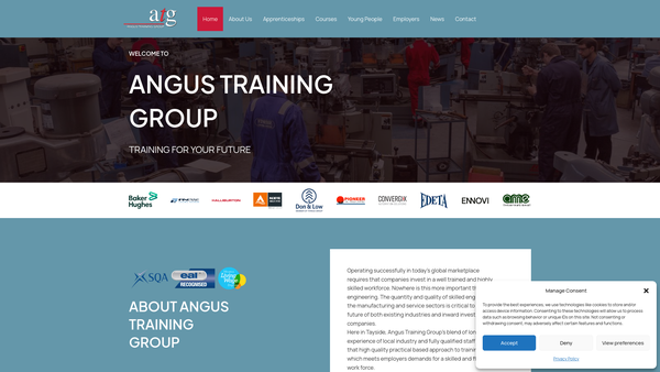 Screenshot of the Angus Training Group Ltd website