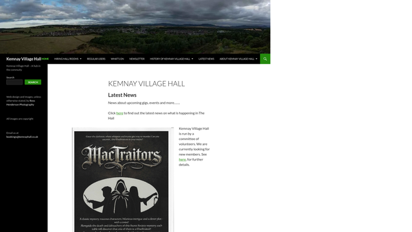Screenshot of the Kemnay Village Hall Management Committee website