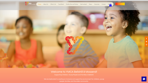 Screenshot of the Bellshill & Mossend YMCA website