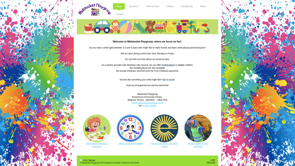 Screenshot of the Midstocket Playgroup website