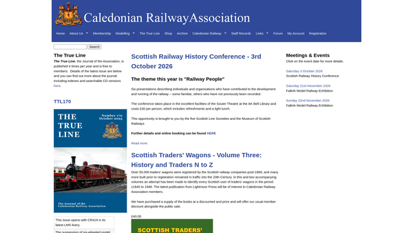 Screenshot of the Caledonian Railway Association website