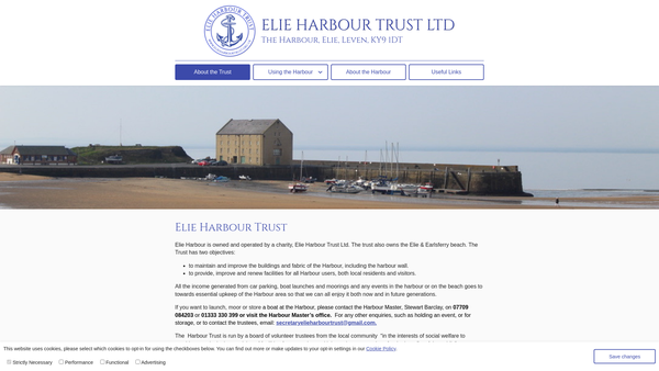 Screenshot of the Elie Harbour Trust Ltd website