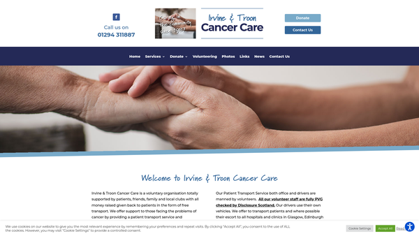 Screenshot of the Irvine & Troon Cancer Care website
