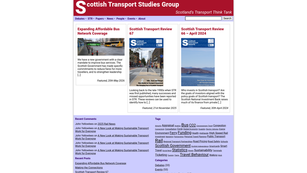 Screenshot of the Scottish Transport Studies Group website