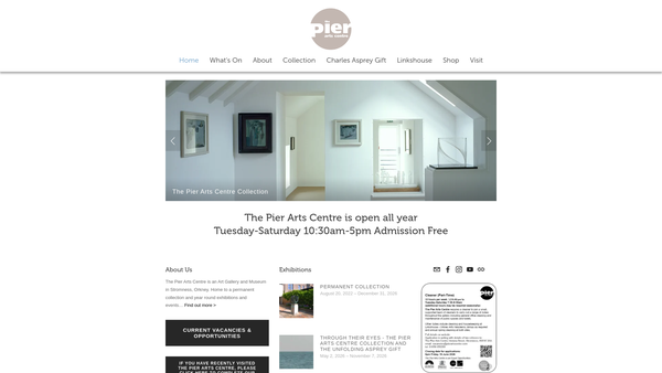 Screenshot of the Pier Arts Centre website