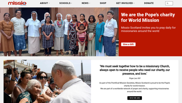 Screenshot of the Missio Scotland website