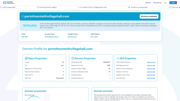 Screenshot of the Port Of Menteith Village Hall website