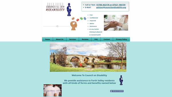 Screenshot of the Council on Disability Stirling website
