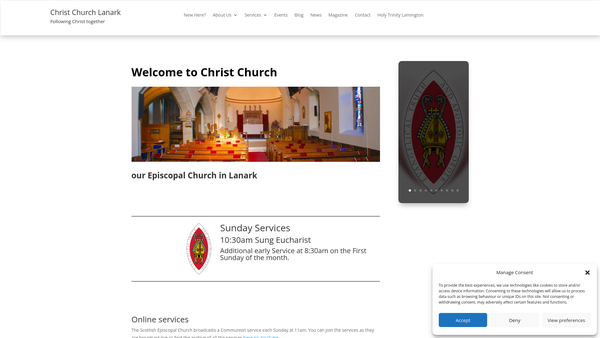 Screenshot of the Christ Church Lanark website