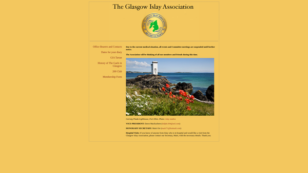 Screenshot of the Glasgow Islay Association Benevolent Fund website