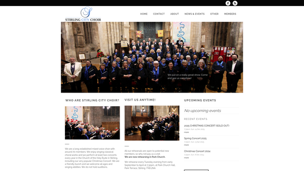Screenshot of the Stirling City Choir website
