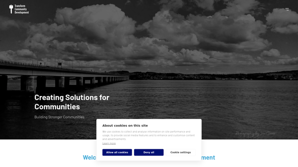 Screenshot of the Transform Community Development website