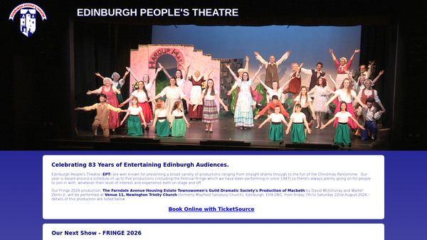 Screenshot of the Edinburgh People's Theatre website