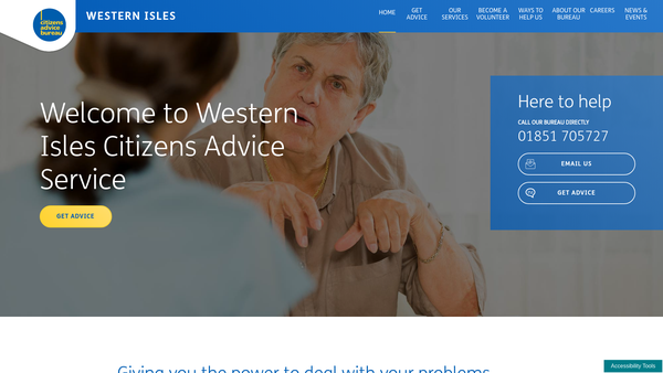 Screenshot of the Western Isles Citizens Advice Service website