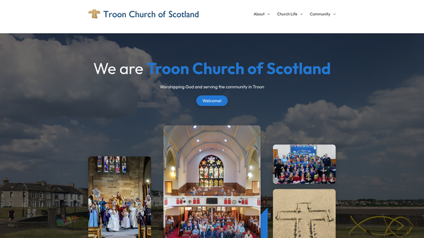 Screenshot of the Troon Church of Scotland website